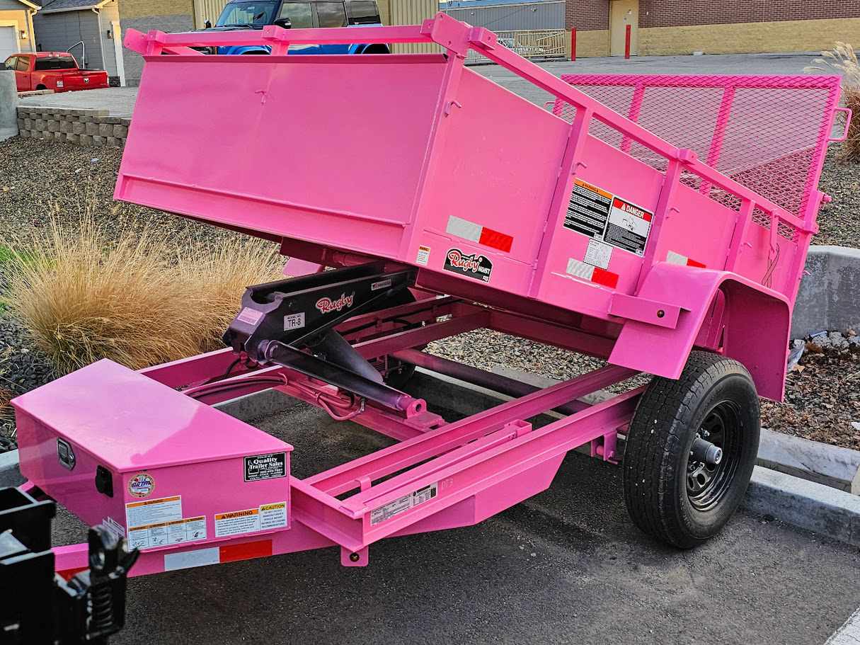 pink-dump-trailer pink dump trailer with dump bed lifted