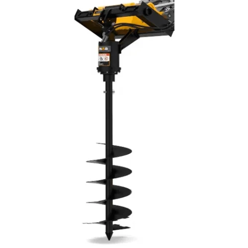 Skid steer auger bit attachment for drilling holes